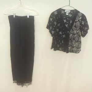 Key Lime Pie Ensemble, Pants & Blouse W/ Sequeens & beeds - Lg